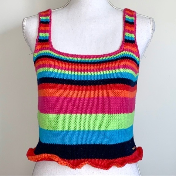 Tommy Hilfiger Knit Rainbow Cropped Sweater Tank - Picture 1 of 4